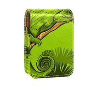 Estuche portátil para lápiz labial, mini caja de almacenamiento de lápiz labial, organizador de lápiz labial con espejo para mujer, camaleón en rama, Varios colores, 9.5x2x7 cm/3.7x0.8x2.7 in