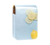 Estuche portátil para lápiz labial, mini caja de almacenamiento de lápiz labial, organizador de lápiz labial con espejo, para mujer, color azul limón, estilo japonés, Varios colores, 9.5x2x7 cm/3.7x0.8x2.7 in