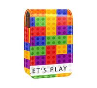 Estuche portátil para lápiz labial, mini caja de almacenamiento de lápiz labial, organizador de lápiz labial con espejo para mujer, bloque colorido Let's Play, Varios colores, 9.5x2x7 cm/3.7x0.8x2.7 in