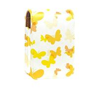 Estuche portátil para lápiz labial, mini caja de almacenamiento de lápiz labial, organizador de lápiz labial con espejo para mujer, lindas mariposas amarillas, Varios colores, 9.5x2x7 cm/3.7x0.8x2.7 in
