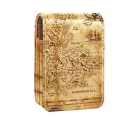 Estuche portátil para pintalabios con diseño de mapa del tesoro pirata para viajes, mini caja de almacenamiento de lápiz labial con espejo para mujeres y mujeres, bolsa de cosméticos de cuero, Varios colores, 9.5x2x7 cm/3.7x0.8x2.7 in