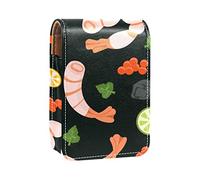 Estuche portátil para pintalabios con fondo de camarón, mini caja de almacenamiento para pintalabios con espejo para mujer, Varios colores, 9.5x2x7 cm/3.7x0.8x2.7 in