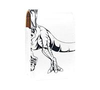 Estuche portátil para pintalabios dibujado a mano Dinosaur-01 para viajes, mini caja de almacenamiento de lápiz labial con espejo para mujeres y mujeres, bolsa de cosméticos de cuero, Varios colores, 9.5x2x7 cm/3.7x0.8x2.7 in