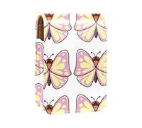 Estuche portátil para pintalabios para viajes, mini caja de almacenamiento de lápiz labial con espejo para mujeres y mujeres, bolsa de cosméticos de cuero, hermosa mariposa, Varios colores, 9.5x2x7 cm/3.7x0.8x2.7 in