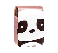 Estuche portátil para pintalabios para viajes, mini caja de almacenamiento de lápiz labial con espejo para mujeres y mujeres, bolsa de cosméticos de cuero, adorable panda Hello-01, Varios colores, 9.5x2x7 cm/3.7x0.8x2.7 in