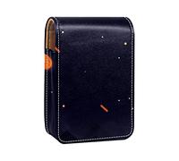 Estuche portátil para pintalabios para viajes, mini caja de almacenamiento de lápiz labial con espejo para mujeres y damas, bolsa de cosméticos de cuero, impresión espacial de luna, Varios colores, 9.5x2x7 cm/3.7x0.8x2.7 in