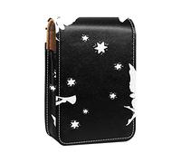 Estuche portátil para pintalabios para viajes, mini caja de almacenamiento de lápiz labial con espejo para mujeres y damas, bolsa de cosméticos de cuero, tromfets de ángeles, Varios colores, 9.5x2x7 cm/3.7x0.8x2.7 in