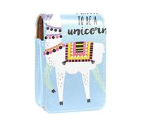 Estuche portátil para pintalabios para viajes, mini caja de almacenamiento de lápiz labial con espejo para mujeres y mujeres, bolsa de cosméticos de cuero, alpaca I Choose To Be a Unicorn, Varios colores, 9.5x2x7 cm/3.7x0.8x2.7 in