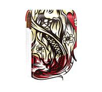 Estuche portátil para pintalabios para viajes, mini caja de almacenamiento de lápiz labial con espejo para mujeres y mujeres, bolsa de cosméticos de cuero, tatuaje japonés Vinatge Dragon, Varios colores, 9.5x2x7 cm/3.7x0.8x2.7 in