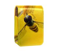 Estuche portátil para pintalabios para viajes, mini caja de almacenamiento de lápiz labial con espejo para mujeres y mujeres, bolsa de cosméticos de cuero Bee Gather Honey, Varios colores, 9.5x2x7 cm/3.7x0.8x2.7 in