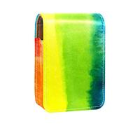 Estuche portátil para pintalabios para viajes, mini caja de almacenamiento de lápiz labial con espejo para mujeres y mujeres, bolsa de cosméticos de cuero, arco iris, Varios colores, 9.5x2x7 cm/3.7x0.8x2.7 in