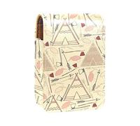 Estuche portátil para pintalabios para viajes, mini caja de almacenamiento de lápiz labial con espejo para mujeres y damas, bolsa de cosméticos de cuero de dibujos animados tribu primitiva, Varios colores, 9.5x2x7 cm/3.7x0.8x2.7 in