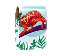 Estuche portátil para pintalabios para viajes, mini caja de almacenamiento de lápiz labial con espejo para mujeres y mujeres, bolsa de cosméticos de cuero el insecto camaleón, Varios colores, 9.5x2x7 cm/3.7x0.8x2.7 in