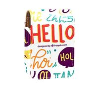Estuche portátil para pintalabios para viajes, mini caja de almacenamiento de lápiz labial con espejo para mujeres y mujeres, bolsa de cosméticos de cuero Hello Different Language, Varios colores, 9.5x2x7 cm/3.7x0.8x2.7 in