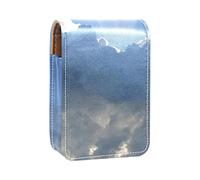 Estuche portátil para pintalabios para viajes, mini caja de almacenamiento de lápiz labial con espejo para mujeres y mujeres, bolsa de cosméticos de cuero, luz solar que se filtra a través de nubes, Varios colores, 9.5x2x7 cm/3.7x0.8x2.7 in