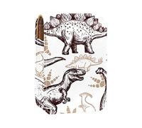 Estuche portátil para pintalabios para viajes, mini caja de almacenamiento de lápiz labial con espejo para mujeres y mujeres, bolsa de cosméticos de cuero, dinosaurio del mundo retro antiguo, Varios colores, 9.5x2x7 cm/3.7x0.8x2.7 in