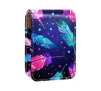 Estuche portátil para pintalabios para viajes, mini caja de almacenamiento de lápiz labial con espejo para mujeres y mujeres, bolsa de cosméticos de cuero boho, Varios colores, 9.5x2x7 cm/3.7x0.8x2.7 in