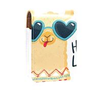 Estuche portátil para pintalabios para viajes, mini caja de almacenamiento de lápiz labial con espejo para mujeres y mujeres, bolsa de cosméticos de piel con dibujos animados de alpaca Hola, Varios colores, 9.5x2x7 cm/3.7x0.8x2.7 in