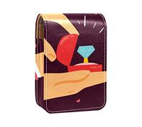 Estuche portátil para pintalabios para viajes, mini caja de almacenamiento de lápiz labial con espejo para mujeres y mujeres, bolsa de cosméticos de cuero, propuesta de compromiso, Will You Marry Me, Varios colores, 9.5x2x7 cm/3.7x0.8x2.7 in