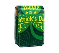Estuche portátil para pintalabios para viajes, mini caja de almacenamiento de lápiz labial con espejo para mujeres y mujeres, bolsa de cosméticos de cuero feliz día de San Patricio, Varios colores, 9.5x2x7 cm/3.7x0.8x2.7 in