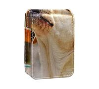 Estuche portátil para pintalabios para viajes, mini caja de almacenamiento de lápiz labial con espejo para mujeres y mujeres, bolsa de cosméticos de cuero Labrador Get Stoned Dog, Varios colores, 9.5x2x7 cm/3.7x0.8x2.7 in