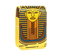 Estuche portátil para pintalabios para viajes, mini caja de almacenamiento de lápiz labial con espejo para mujeres y damas, bolsa de cosméticos de cuero, estilo vintage egipcio, faraón amarillo, Varios colores, 9.5x2x7 cm/3.7x0.8x2.7 in