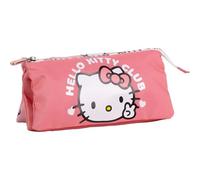 Estuche Portatodo 3 Compartimentos Hello Kitty - Estuche Escolar Triple con Cierre de Cremallera y Diseño Oficial de Hello Kitty, Ideal para Guardar Bolígrafo, Lápices y Accesorios de Papelería