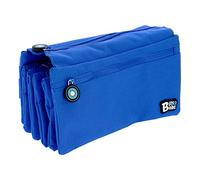 Estuche Portatodo Cuádruple con 4 Cremalleras para Material Escolar (Azul)
