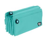 Estuche Portatodo Cuádruple con 4 Cremalleras para Material Escolar (Azul Claro)