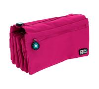Estuche Portatodo Cuádruple con 4 Cremalleras para Material Escolar (Magenta)