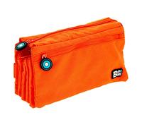 Estuche Portatodo Cuádruple con 4 Cremalleras para Material Escolar (Naranja)