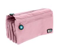 Estuche Portatodo Cuádruple con 4 Cremalleras para Material Escolar (Rosa Soft)