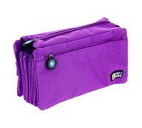 Estuche Portatodo Cuádruple con 4 Cremalleras para Material Escolar (Violeta)