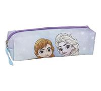 Estuche Portatodo de Frozen - Color Azul - 20x5,5x5,5 cm - Fabricado en Poliéster - Cierre de Cremallera - Estampado de Elsa y Anna - Producto Original Diseñado en España