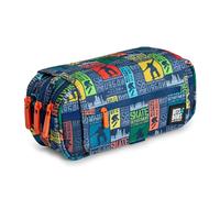 Estuche Portatodo Triple Design de Amplios Apartados Interiores con Cremallera Individual para Material Escolar y Viaje (Skate)