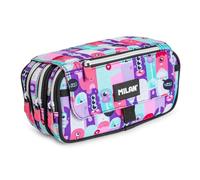Estuche Portatodo Triple Milan Aliens 2 Rosa y Lila
