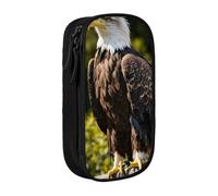Estuche práctico con estampado de águila voladora con múltiples compartimentos, para oficina, viajes, escuela, arte, suministros diarios, Black, Talla única, Bolsillo para el paquete