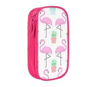 Estuche práctico con estampado de cactus y flamenco tropical, con múltiples compartimentos, para oficina, viajes, escuela, arte, suministros diarios, Pink, Talla única, Bolsillo para el paquete
