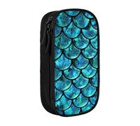 Estuche práctico con estampado de escamas de pescado, multicompartimento, oficina, viajes, escuela, arte, suministros diarios, Black, Talla única, Bolsillo para el paquete