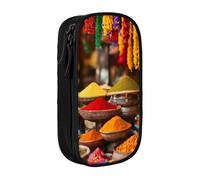 Estuche práctico con estampado de especias y condimentos para oficina, viajes, escuela, arte, suministros diarios, Black, Talla única, Bolsillo para el paquete