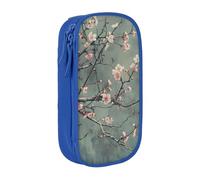 Estuche práctico con estampado de flores de cerezo japonés, múltiples compartimentos, oficina, viajes, escuela, arte, suministros diarios, Blue, Talla única, Bolsillo para el paquete