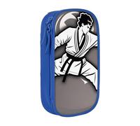 Estuche práctico con estampado de icono de karate-highkick-icon con múltiples compartimentos, para oficina, viajes, escuela, arte, suministros diarios, Blue, Talla única, Bolsillo para el paquete