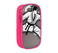 Estuche práctico con estampado de icono de karate-highkick-icon con múltiples compartimentos, para oficina, viajes, escuela, arte, suministros diarios, Pink, Talla única, Bolsillo para el paquete