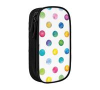 Estuche práctico con estampado de lunares azules con múltiples compartimentos, para oficina, viajes, escuela, arte, suministros diarios, Black, Talla única, Bolsillo para el paquete