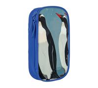 Estuche práctico con estampado de pingüinos con múltiples compartimentos, para oficina, viajes, escuela, arte, suministros diarios, Blue, Talla única, Bolsillo para el paquete