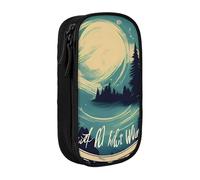 Estuche práctico con múltiples compartimentos para oficina, viajes, escuela, arte, suministros diarios con texto en inglés "Not All Who Wander are Lost", Black, Talla única, Bolsillo para el paquete