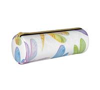 Estuche redondo de cuero con estampado de arañas y sombrero de bruja fantasma de Halloween, arcoíris, estuche organizador para oficina Col, color, 5.0cm*10.5cm*20.5cm, Estuche para lápices