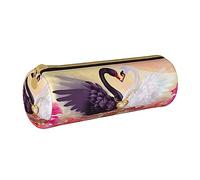 Estuche redondo de cuero con estampado de arañas y sombrero de bruja fantasma de Halloween, arcoíris, estuche organizador para oficina Col, color, 5.0cm*10.5cm*20.5cm, Estuche para lápices