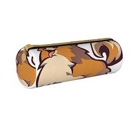 Estuche redondo de cuero con estampado de arañas y sombrero de bruja fantasma de Halloween, arcoíris, estuche organizador para oficina Col, color, 5.0cm*10.5cm*20.5cm, Estuche para lápices