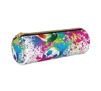 Estuche redondo de cuero con estampado de arañas y sombrero de bruja fantasma de Halloween, arcoíris, estuche organizador para oficina Col, color, 5.0cm*10.5cm*20.5cm, Estuche para lápices